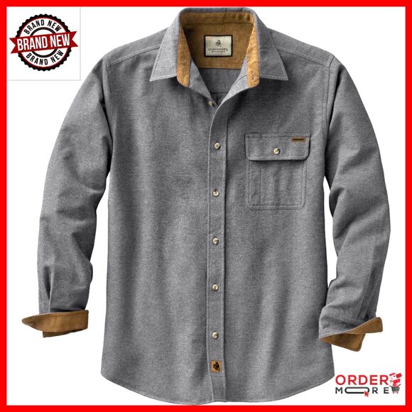 Relaxed Fit Long Sleeve Cotton Flannel Shirt with Chest Pocket
